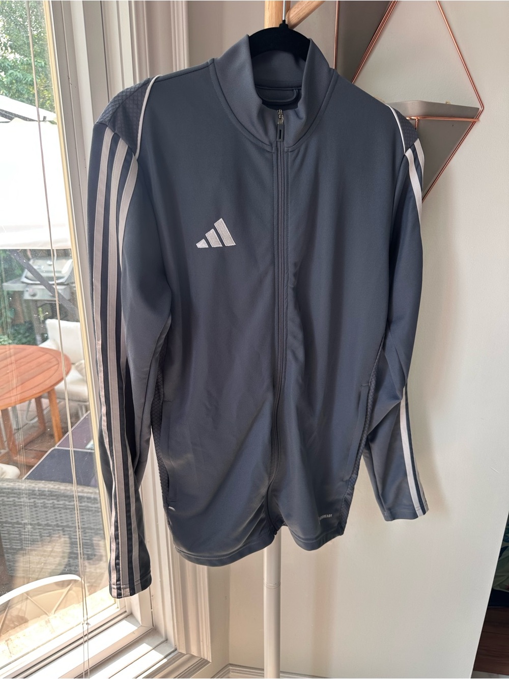 ADIDAS Men’s Gray Grey Full-Zip Training Athletic Jacket Sweatshirt Size Small